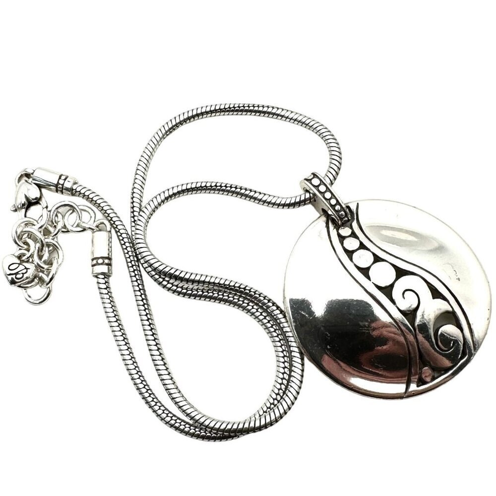Brighton Womens Necklace Silver Large Circle Pendant 16 - 18 Inch